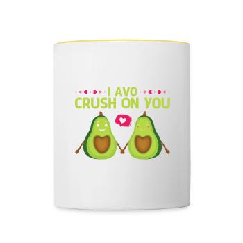 Valentine Quote I Avo Crush On You Valentine - Contrasting Mug - white/yellow - Front