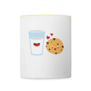 Citation de la Saint-Valentin Vous Me Complétez Kawaii Milk & Cook - Mug contrasté - blanc/jaune - Devant