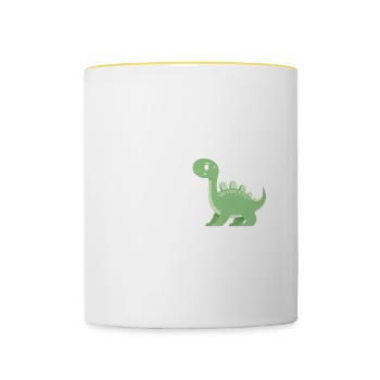 TRex Zitat Lustig dinosaurier singen klatschen deine oh - Tasse zweifarbig - Weiß/Gelb - Vorne
