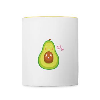 Grossesse Citation Mamacado Avocat Grossesse Annoncer - Mug contrasté - blanc/jaune - Devant