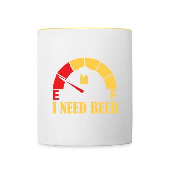 Bierzitat Ich brauche einen Bierzähler Bier trinken - Tasse zweifarbig - Weiß/Gelb - Vorne