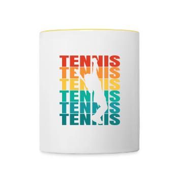 Citation de tennis Tennis vintage rétro - Mug contrasté - blanc/jaune - Devant