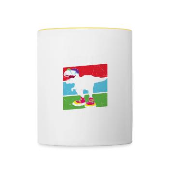 Autisme Citation Embrasser les différences Autisme Dinosaure - Mug contrasté - blanc/jaune - Devant