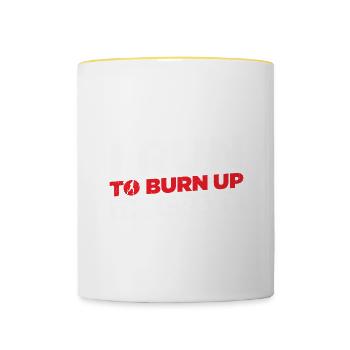 Running Quote Funny I Run To Burn The Crazy Gift - Contrasting Mug - white/yellow - Front