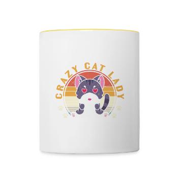 Funny Cat Design Crazy Cat Lady - Contrasting Mug - white/yellow - Front