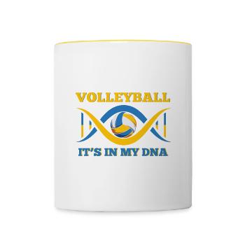 Volleyball Citation Volleyball Est dans mon gène ADN - Mug contrasté - blanc/jaune - Devant