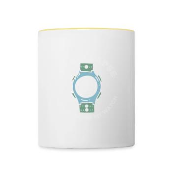 Laufendes Zitat Wenn ich zusammenbreche, pausieren Sie bitte meine Uhr - Tasse zweifarbig - Weiß/Gelb - Vorne