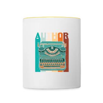 Writer Quote Funny Design Author Writer Novelist - Contrasting Mug - white/yellow - Front
