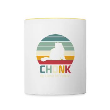 Cat Quote Chonk Cat Oh Lawd il comin' Retro Style - Mug contrasté - blanc/jaune - Devant