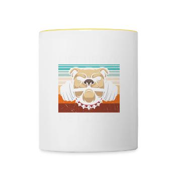 Lustiges Design Heben Schwerer HaustierHunde - Tasse zweifarbig - Weiß/Gelb - Vorne