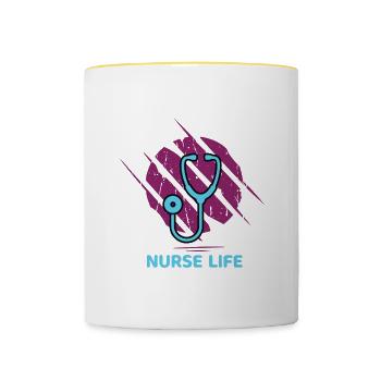 Krankenschwester Zitat Cna Krankenschwester Leben - Tasse zweifarbig - Weiß/Gelb - Vorne