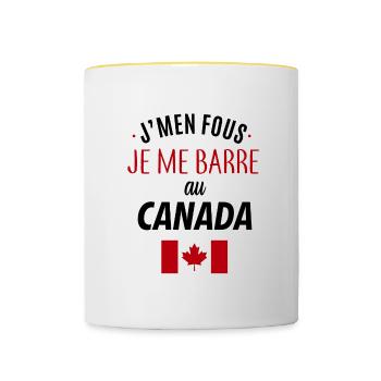 J'men fous je me barre au canada - Mug contrasté - blanc/jaune - Devant