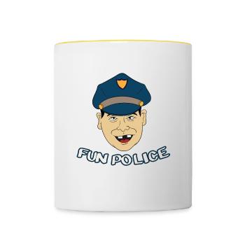 Fun Police For Police T-shirt Design Emergency - Mug contrasté - blanc/jaune - Devant