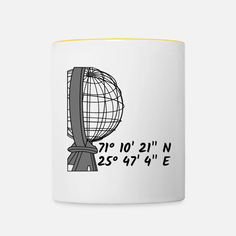 The globe at the North Cape for bright T-shirts - Contrasting Mug - white/yellow