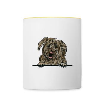 Rumänischer Mioritischer Schäferhund für Guckhund Lov - Tasse zweifarbig - Weiß/Gelb - Vorne