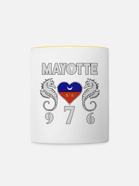 Mayotte T-Shirt - Tasse zweifarbig - Weiß/Gelb