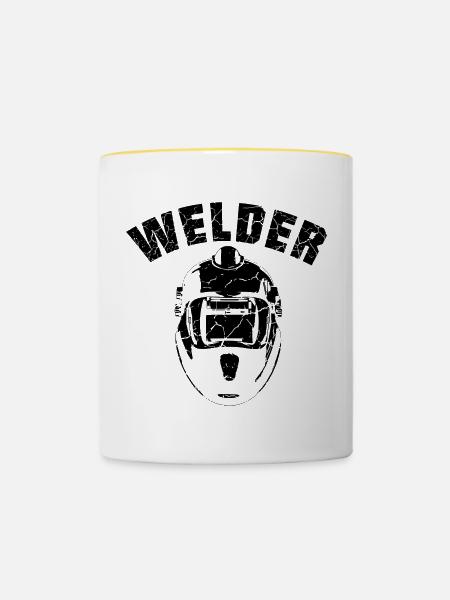Welder Team schwarz - Tasse zweifarbig - Weiß/Gelb