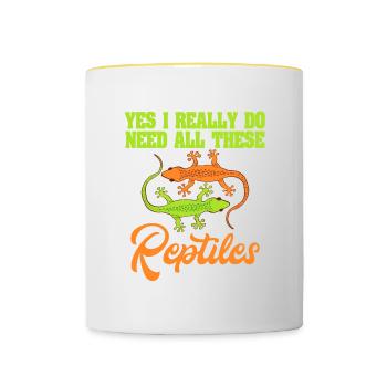 Mignon lézard vert animal lézard reptile "oui - Mug contrasté - blanc/jaune - Devant
