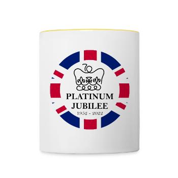 Platin-Jubiläum - Britische Königinmonarchie 2022 - Tasse zweifarbig - Weiß/Gelb - Vorne