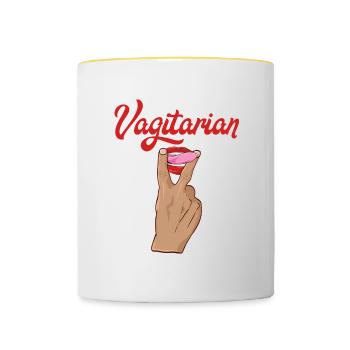 Chemise humoristique adulte drôle vagin pour les - Mug contrasté - blanc/jaune - Devant