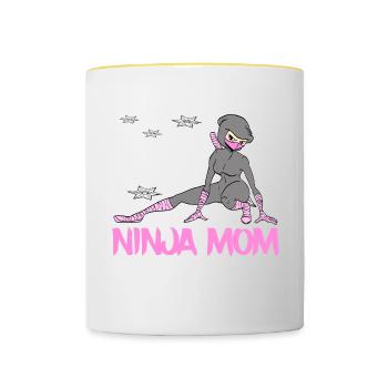 Real Ninja Mom Karate Martial Arts Fencer Ninja - Contrasting Mug - white/yellow - Front