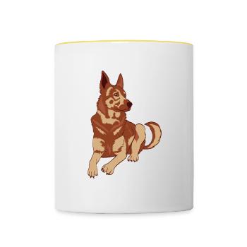 Adorable chien mignon pour les amoureux des - Mug contrasté - blanc/jaune - Devant