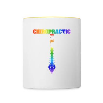 Spine Misalignment Treatment Adjust Medical - Contrasting Mug - white/yellow - Front