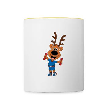 REH - DEER - FITNESS - SPORT - TIER - TIERISCH - Tasse zweifarbig - Weiß/Gelb - Vorne