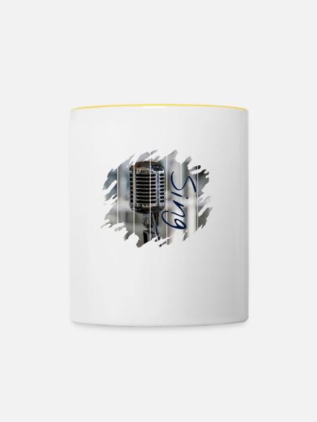 singen - Tasse zweifarbig - Weiß/Gelb