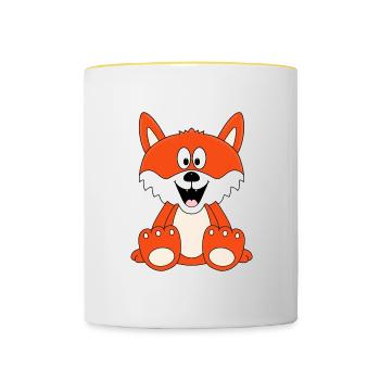 FUCHS - TIER - KINDER - BABY - Tasse zweifarbig - Weiß/Gelb - Vorne