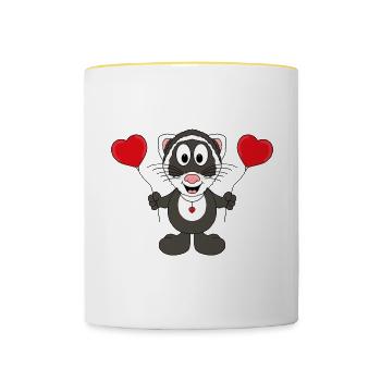 FRETTCHEN - LIEBE - TIER - KIND - BABY - Tasse zweifarbig - Weiß/Gelb - Vorne