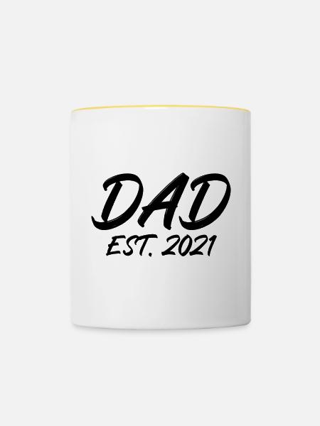 Dad est 2021 - Tasse zweifarbig - Weiß/Gelb
