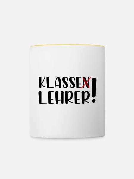 Klasse Lehrer - Tasse zweifarbig - Weiß/Gelb