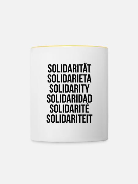 Solidarität - Tasse zweifarbig - Weiß/Gelb