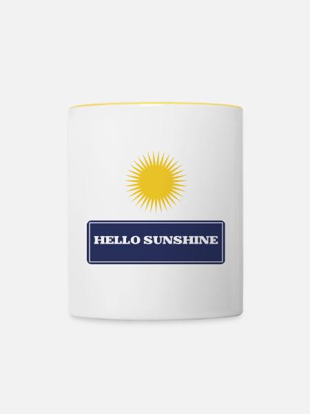 Hallo Sonnenschein - Tasse zweifarbig - Weiß/Gelb