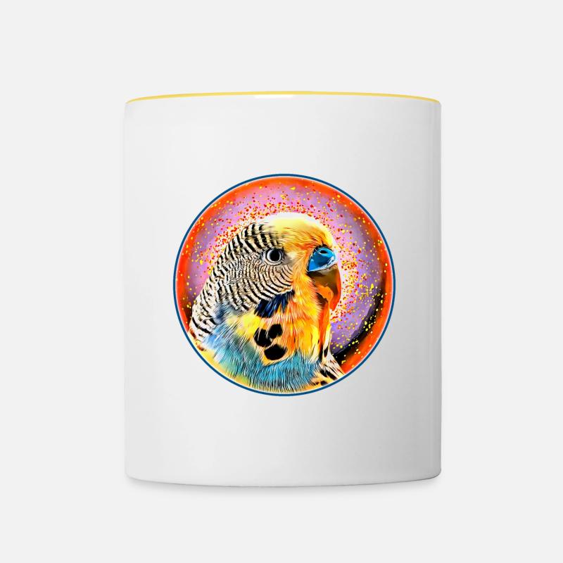 The budgie in bubble - Contrasting Mug - white/yellow