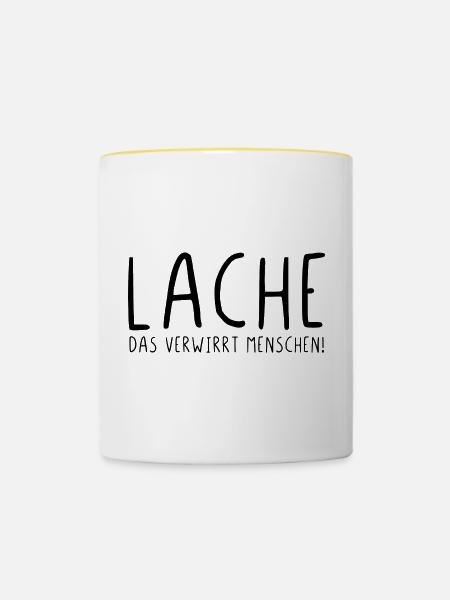 Lache das verwirrt Menschen - Tasse zweifarbig - Weiß/Gelb