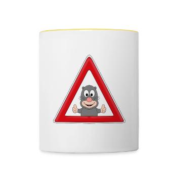 ACHTUNG MAULWURF - TIER - TIERISCH - Tasse zweifarbig - Weiß/Gelb - Vorne