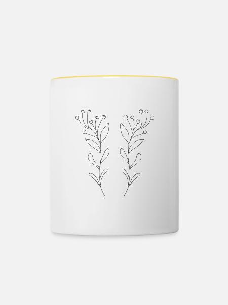 Einfaches, einzigartiges Naturdesign - Tasse zweifarbig - Weiß/Gelb
