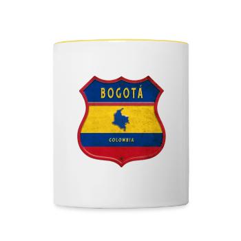 Bogotá Kolumbien Wappen Design - Tasse zweifarbig - Weiß/Gelb - Vorne