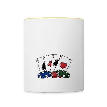 Bust a Mark Poker Card Games Poker Player Card - Tasse zweifarbig - Weiß/Gelb - Vorne