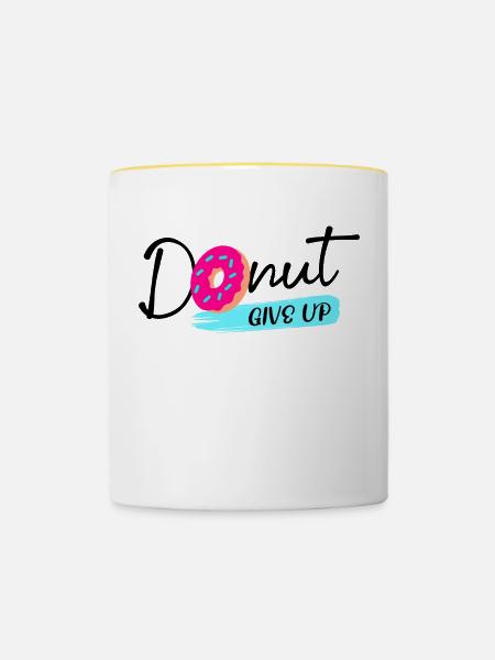 Donut Süßigkeiten Statement Naschen Lecker - Tasse zweifarbig - Weiß/Gelb