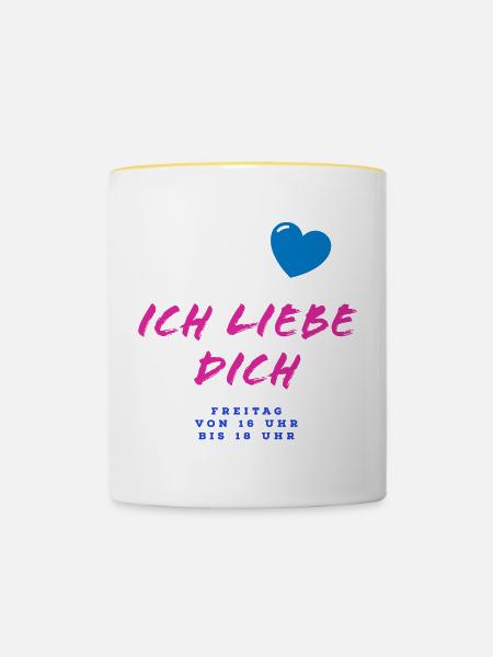 Herzliche Liebesbotschaft im Graffiti-Stil - Tasse zweifarbig - Weiß/Gelb