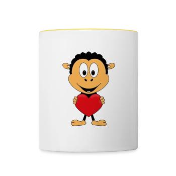 SCHAF - LIEBE - LOVE - HERZ - TIER - TIERISCH - Tasse zweifarbig - Weiß/Gelb - Vorne