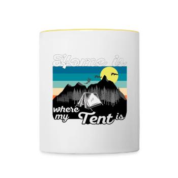Home is where my tent stands - Dark Vintage - Contrasting Mug - white/yellow - Front