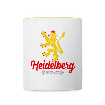 Heidelberg Löwe Deutschland - Vintage Wappen - Tasse zweifarbig - Weiß/Gelb - Vorne
