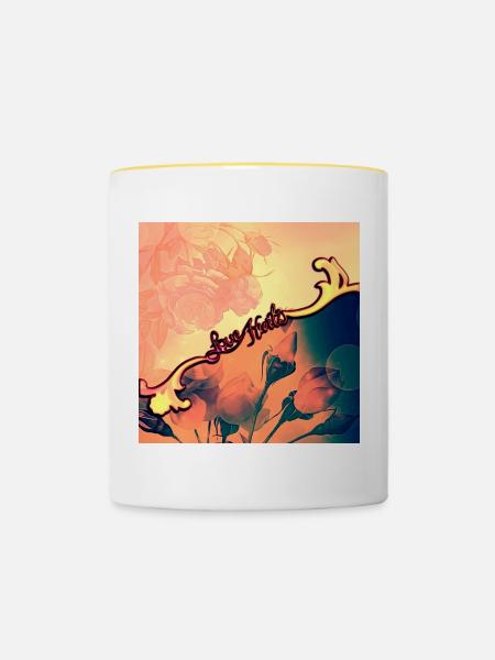 wunderbares Blumendesign - Tasse zweifarbig - Weiß/Gelb