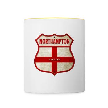 Northampton England Wappen - Tasse zweifarbig - Weiß/Gelb - Vorne