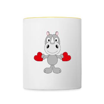 LIEBE - LOVE - NASHORN - TIER - KIND - BABY - FUN - Tasse zweifarbig - Weiß/Gelb - Vorne
