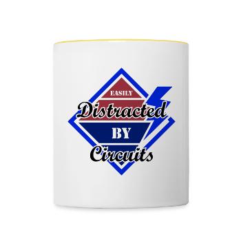 Distracted by Circuits Electronic Engineer - Contrasting Mug - white/yellow - Front